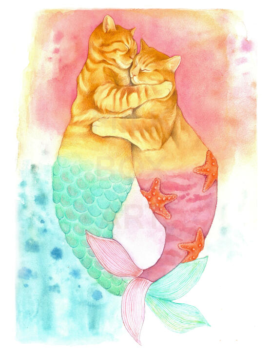 Soulmates, 2023 Watercolor and colored pencil